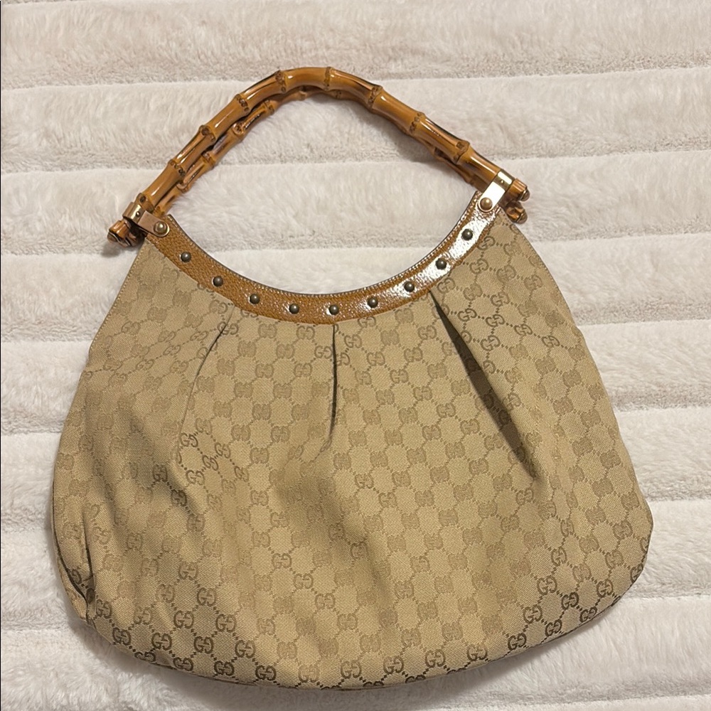 Gucci Beige Bamboo Handle Bag